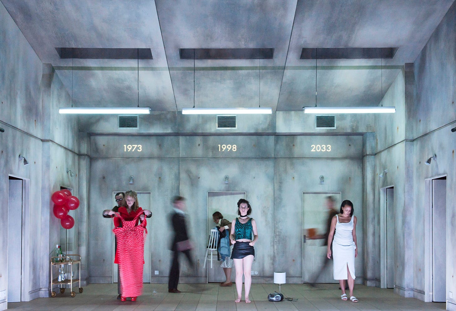 The actors in a production of the play Anatomy of a Suicide