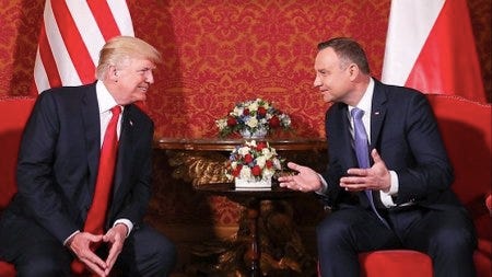 Le Président polonais, Adrzej Duda, en compagnie de Donald Trump Le Président polonais, Adrzej Duda, en compagnie de Donald Trump