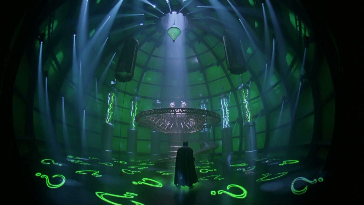 One Perfect Shot on X: "BATMAN FOREVER (1995) Cinematography by Stephen  Goldblatt Directed by Joel Schumacher Production Design by Barbara Ling  https://t.co/xAm4i7uMQ9" / X