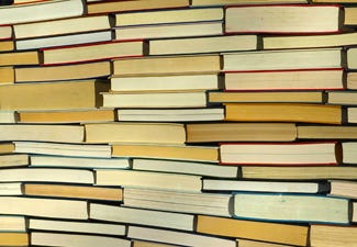 Books tightly stacked for book front matter