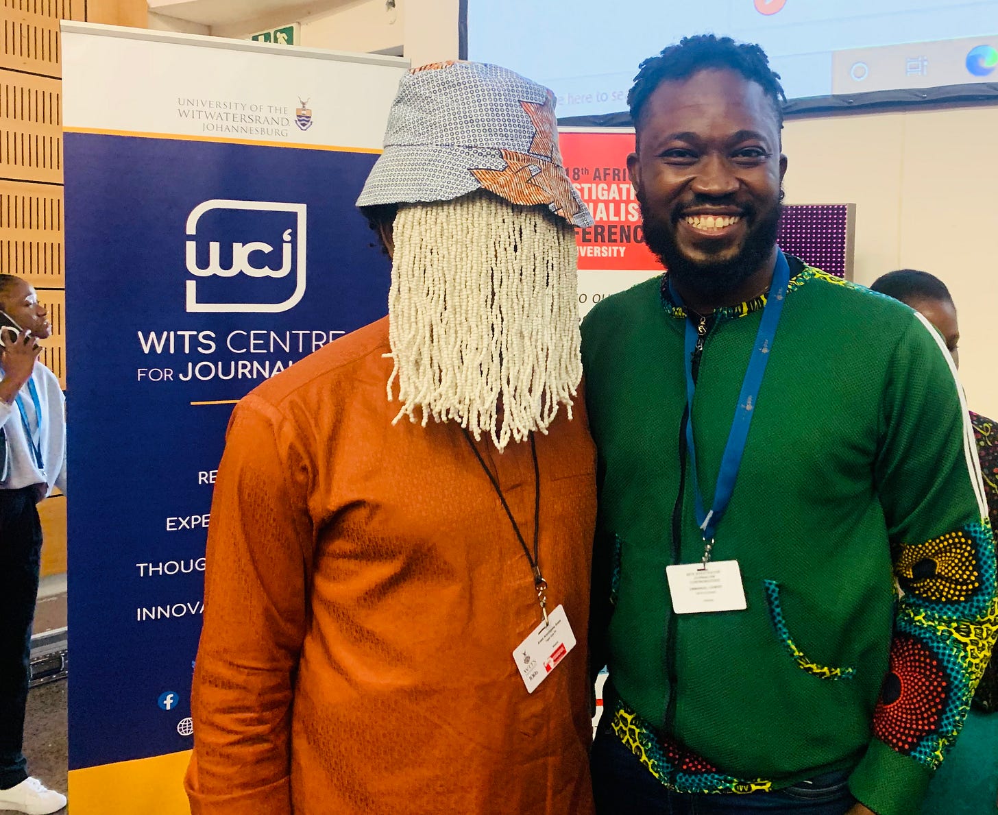 Anas Aremeyaw Anas & Emmanuel Agbeko Gamor, New Media Journalist, Unpacking Africa, at the 18th African Investigative Journalism conference #AIJC Johannesburg, South Africa 🇿🇦  #Mzansi