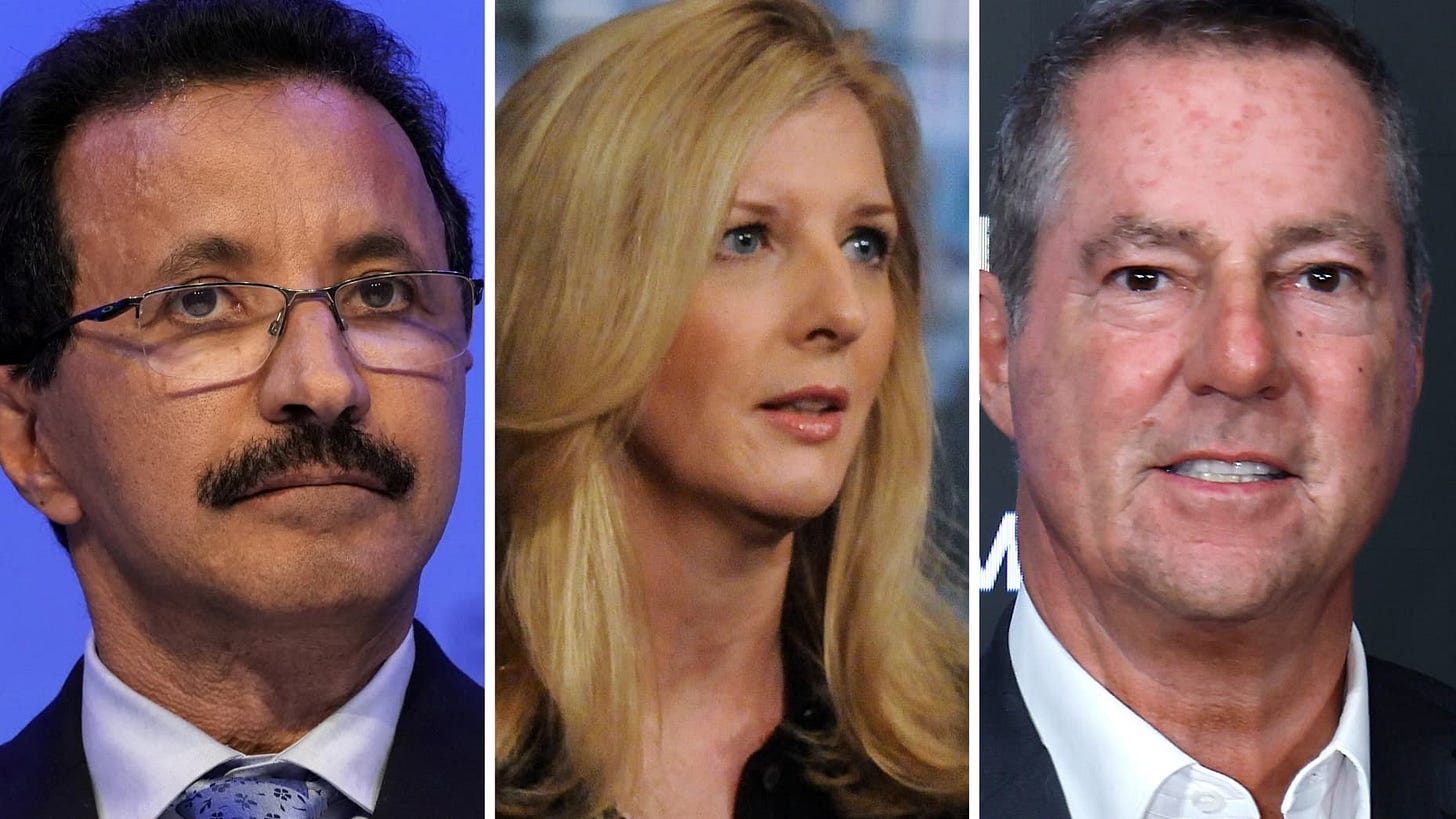 Sultan Ahmed bin Sulayem (L), Kathryn Ruemmler (C), Brad Karp (R)