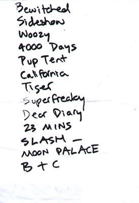 Luna set-list - Londrina 2001