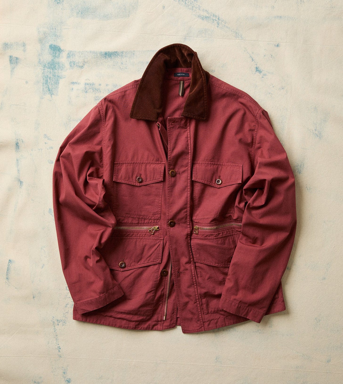 Washed Red Cotton Hiking Jacket Washed Red Cotton Hiking Jacket