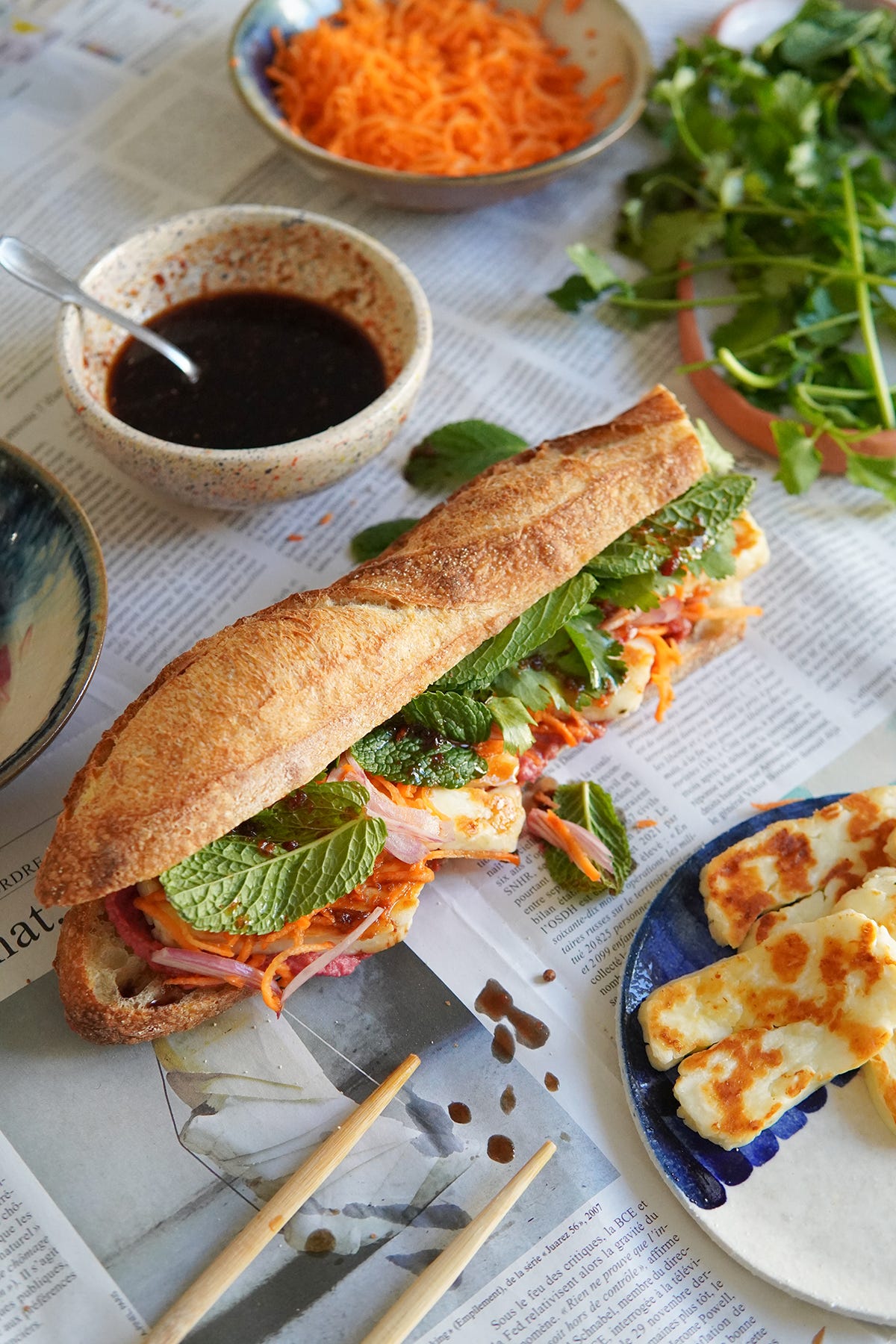 le banh-mi à l'halloumi