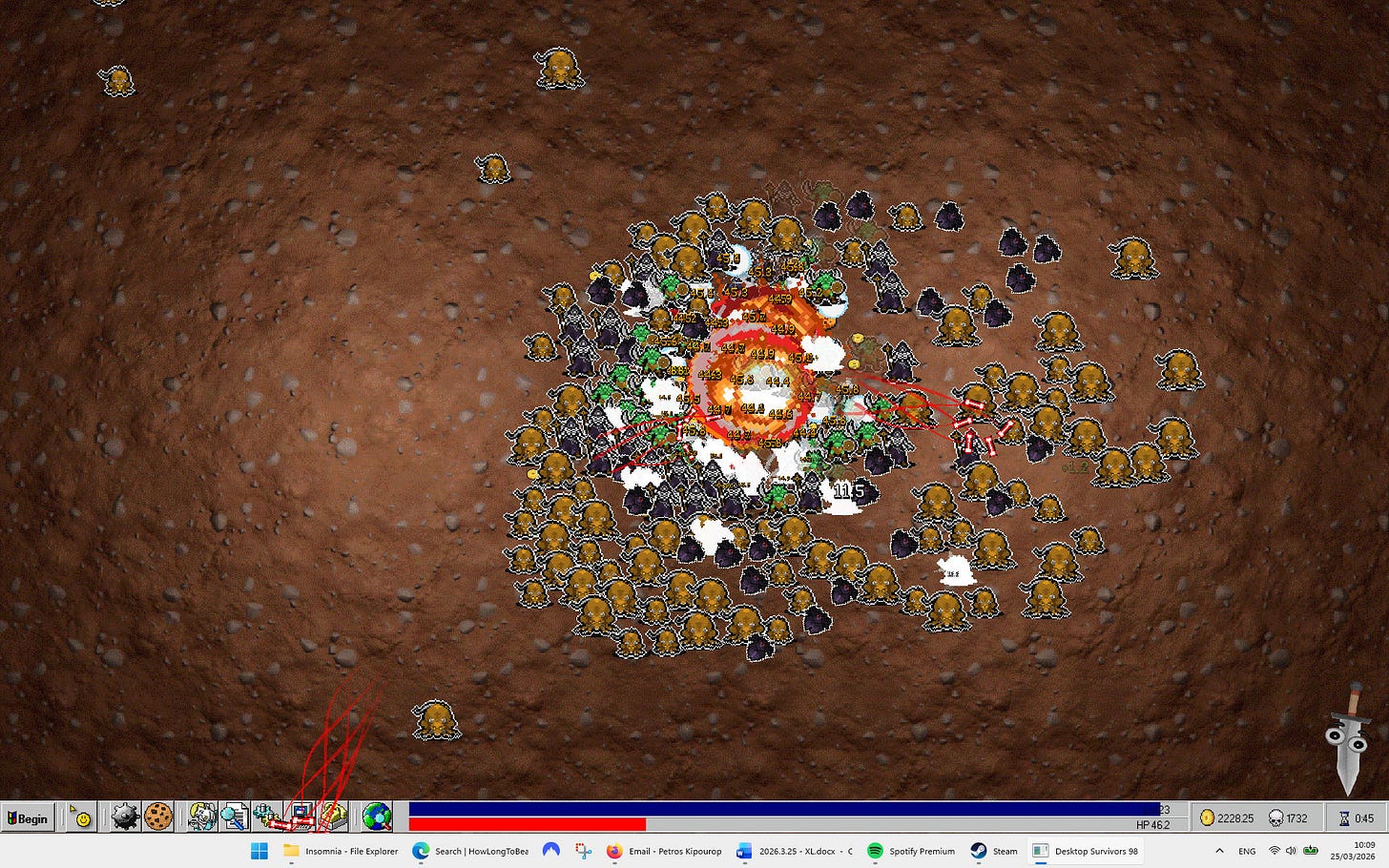 Το gameplay του Desktop Survivors 98