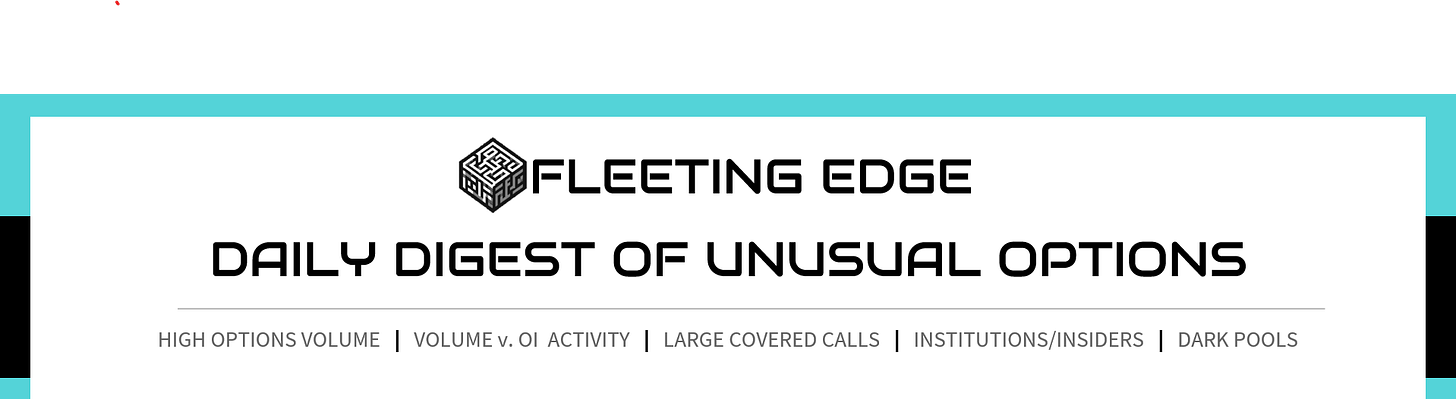 Fleeting Edge Unusual Options Daily Digest Fleeting Edge Unusual Options Daily Digest