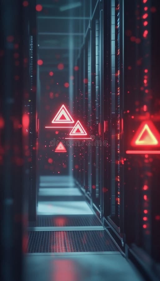 Holographic Data Packets Escape Server Rack Amidst Flashing Alerts, Illustrating Cybercrime ... Holographic Data Packets Escape Server Rack Amidst Flashing Alerts, Illustrating Cybercrime ...