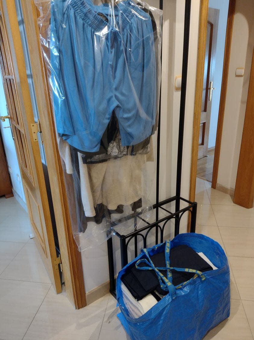 Clothes hanging on a rack