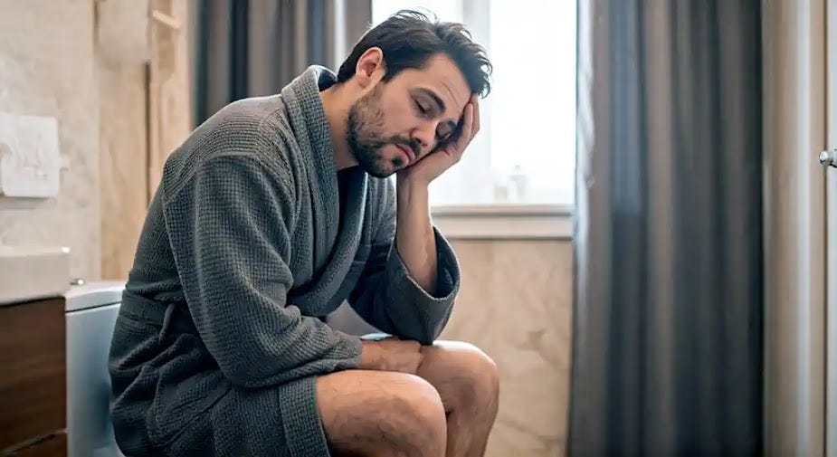 Person having a bowel movement