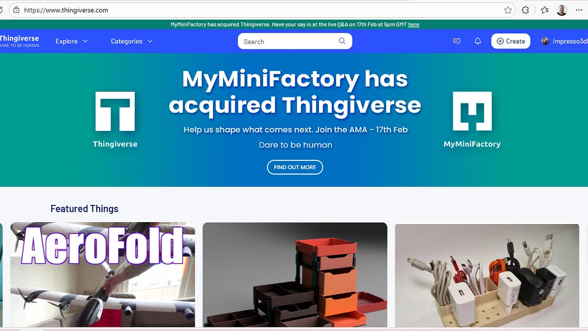 Thingiverse foi adquirido - Emanuel Campos - Impresso3D