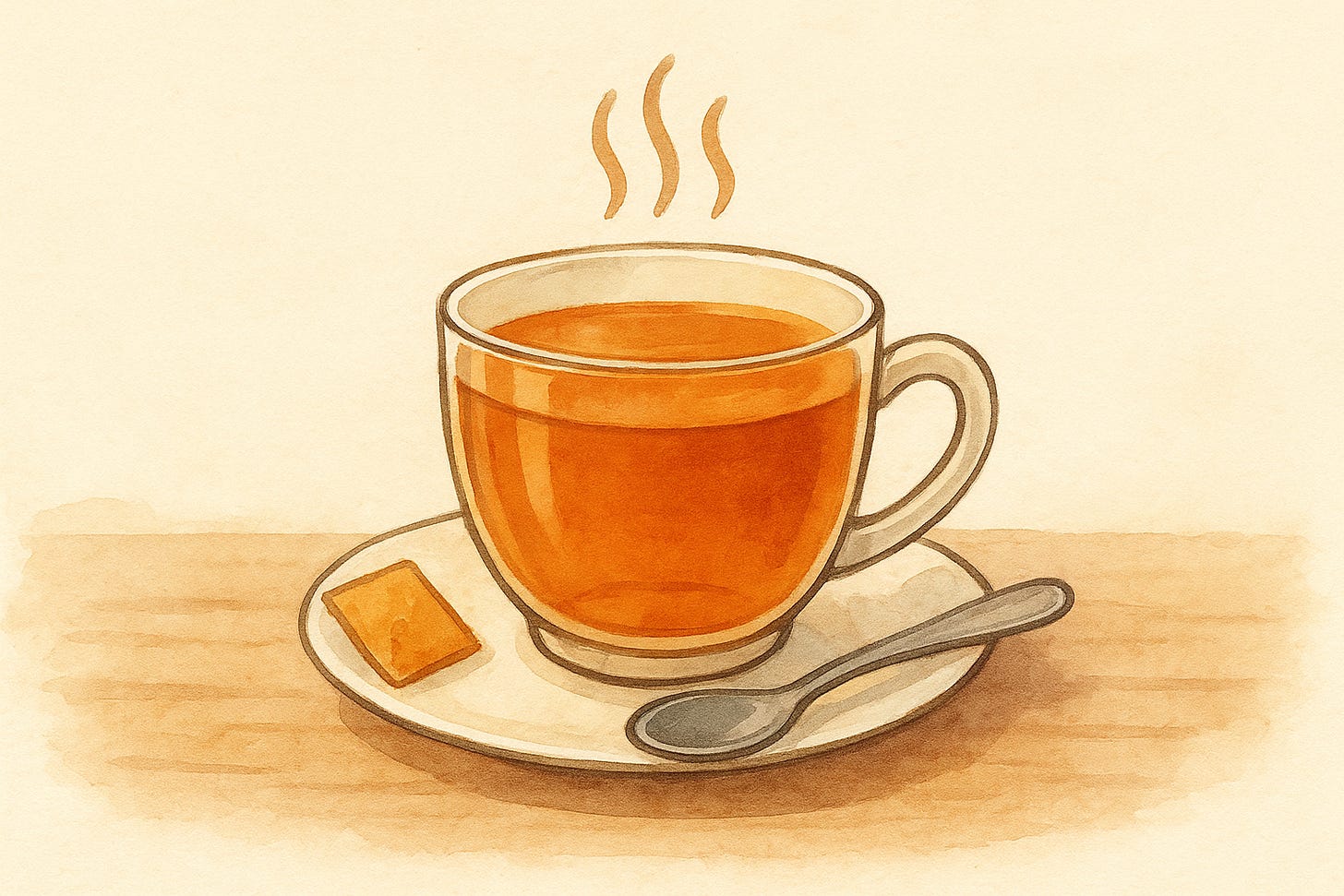 A freshly brewed cup of tea ready for consumption.