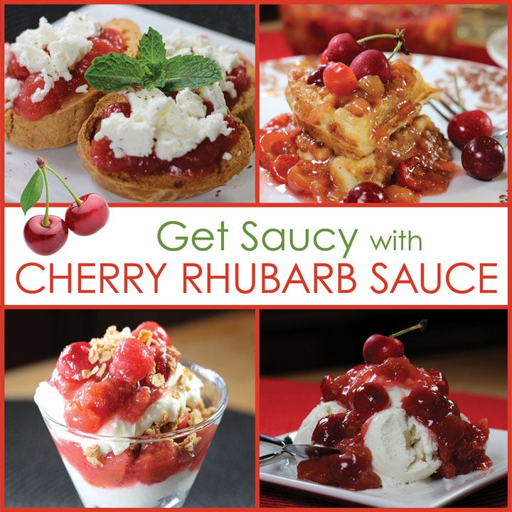 Cherry Rhubarb Sauce on Food Cherry Rhubarb Sauce on Food