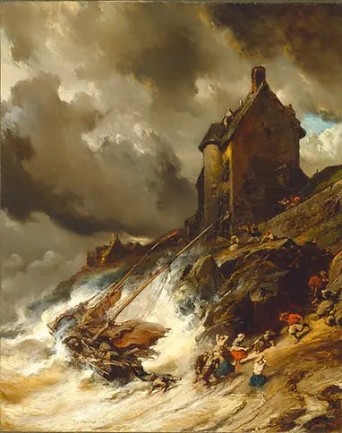 A shipwreck in a storm