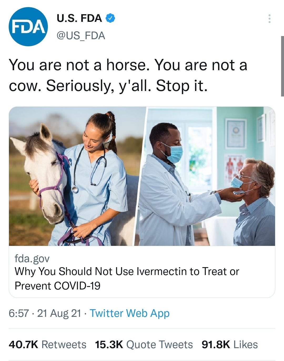 FDA You are not a horse. FDA You are not a horse.