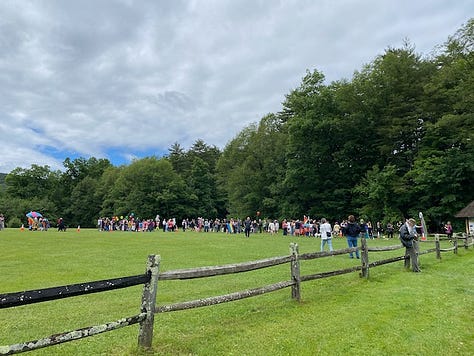 People celebrating the Pride march in Woodstock NY