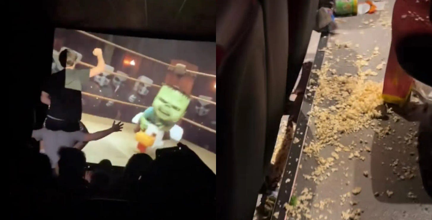 images of audiences going wild in Minecraft screenings