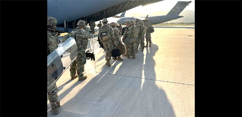 Tuesday Afternoon Texas National Guard Troops Arrived in Illinois