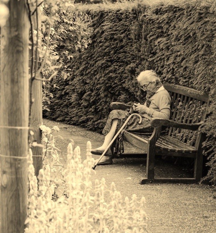 woman sitting on brown bench