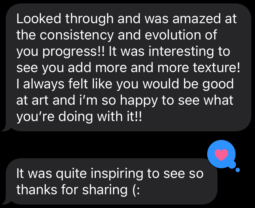 Text with words of affirmation from Jenny's friend