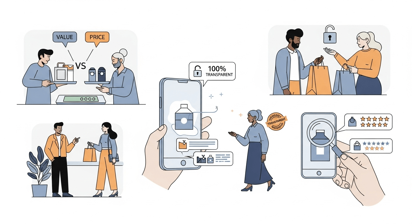 Modern consumer decision-making process illustration