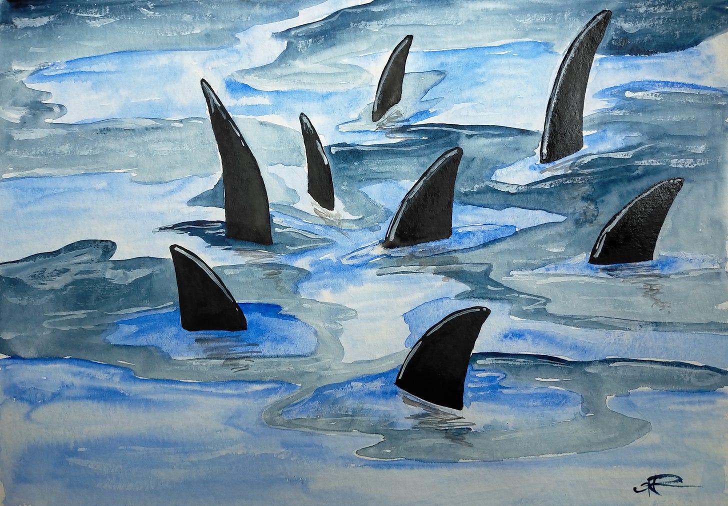 Painting of Orcas In The Bay by Alia Parker Painting of Orcas In The Bay by Alia Parker