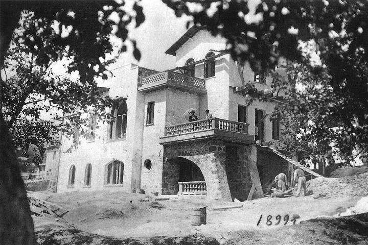 Chekhov with his wife Olga Knipper; The house in Yalta where he spent his last days