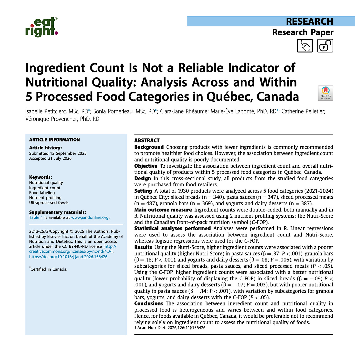 Ingredient List: Shorter ≠ Healthier? New Study Decodes