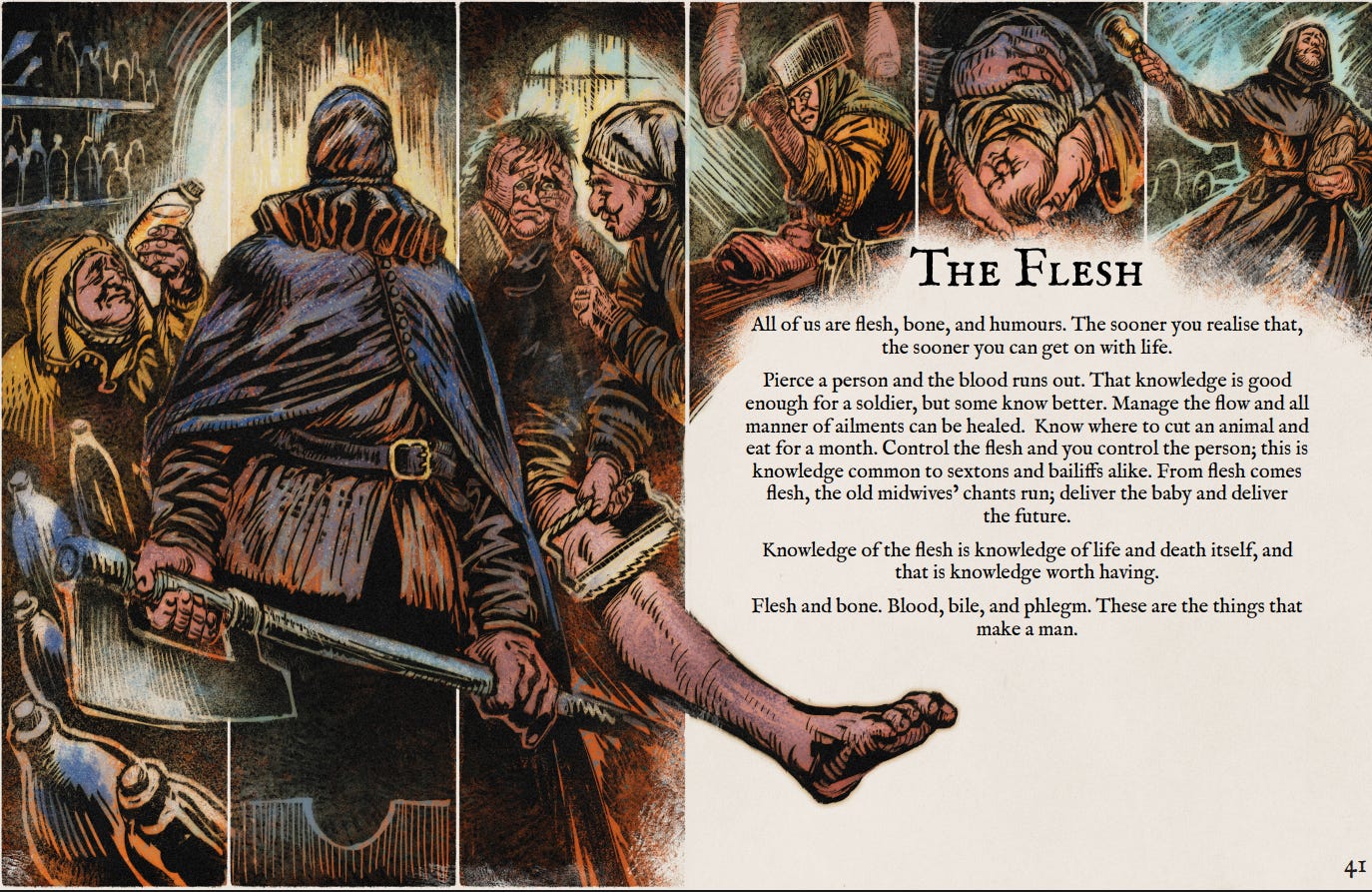 A spread from Gallows Corner ttrpg A spread from Gallows Corner ttrpg