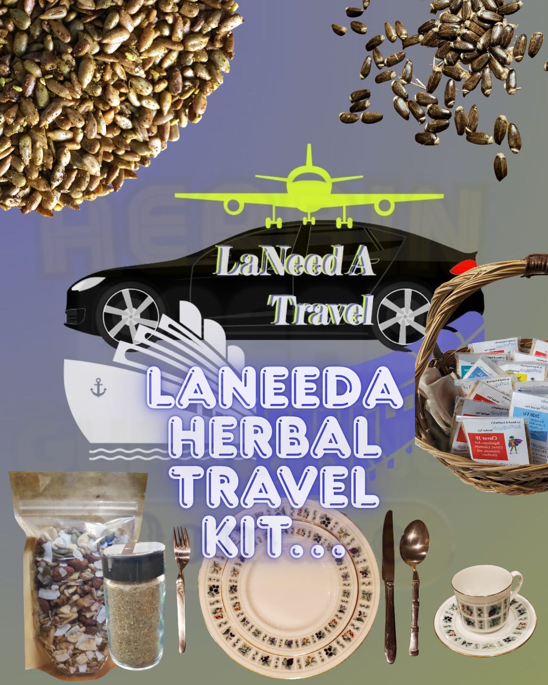 LaNeedA Travel Herbal Travel Kit promotional image, image by LaNeedAGraphix