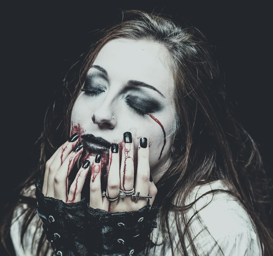 woman wearing Halloween makeup