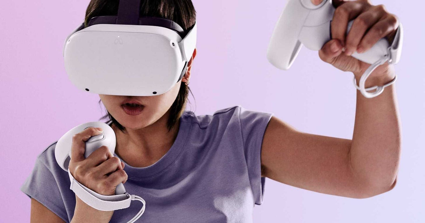 Woman playing Meta Quest 2 Woman playing Meta Quest 2