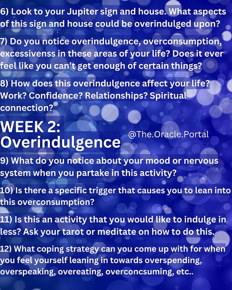 Weekly prompts for the jupiter group coaching. Please message me for the fully typed out version.