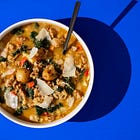 crispy sausage, bean, and kale soup