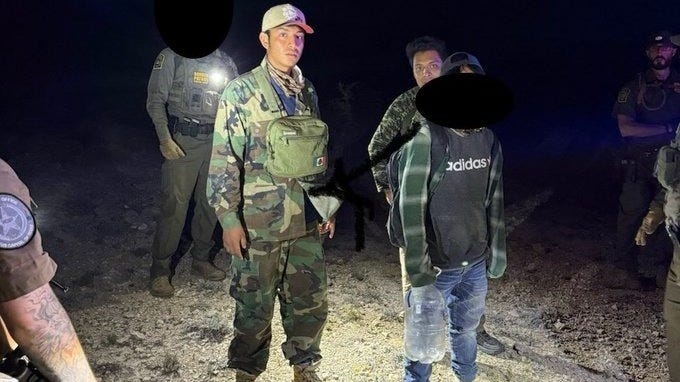 Sheriff's Deputies & Border Patrol Agents "rescue"/arrest a group of aliens who ran out of water & food, then called 911. (Oct. 7, 2025) Sheriff's Deputies & Border Patrol Agents "rescue"/arrest a group of aliens who ran out of water & food, then called 911. (Oct. 7, 2025)