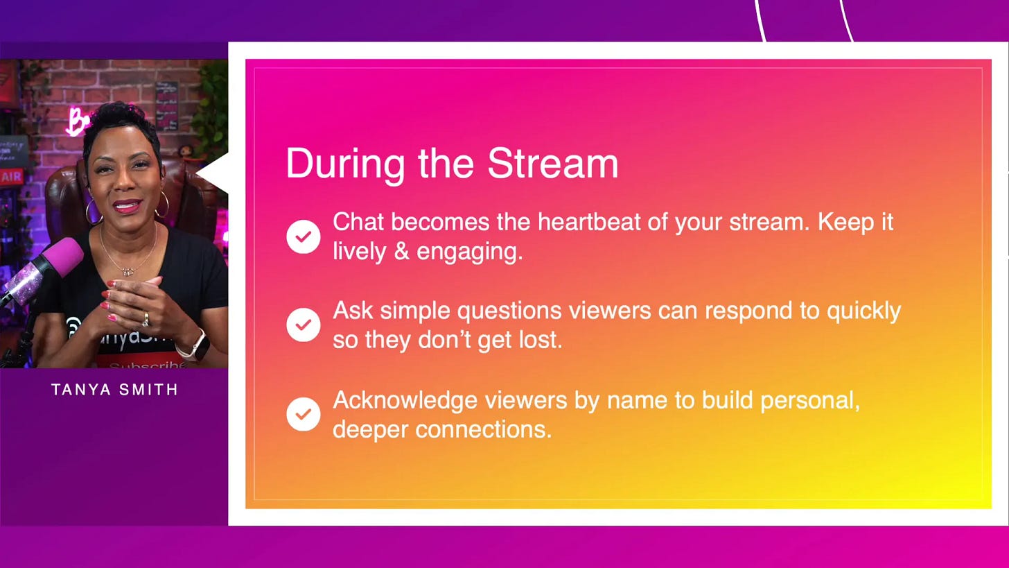 Acknowledging viewers by name Acknowledging viewers by name