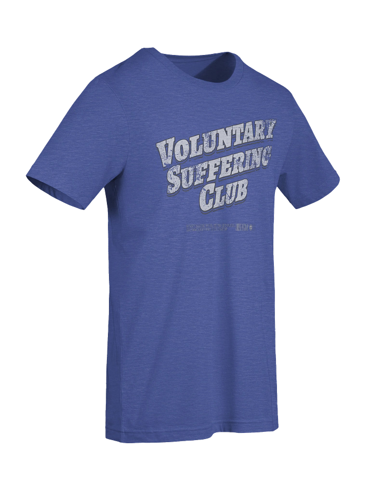 For those who willingly enter the pain cave, question their life choices halfway through, and then come back for more tomorrow!  The Voluntary Suffering Club tee features a bold vintage-style graphic with oversized varsity lettering, heavy shadowing, and a gritty definition detail underneath: “The deeply unpleasant physical, emotional, or psychological state characterized by pain, distress, or hardship.” Basically, cycling, gym work, intervals, race day, and adulthood neatly summarized on a shirt. Humanity really did invent hobbies that feel like punishment, then branded them as “discipline.” Stunning work.  Printed on a soft, lightweight fabric with a classic unisex fit, this shirt is made for training days, recovery days, coffee runs, Zwift caves, gym sessions, or quietly judging people who say “I don’t do cardio.”