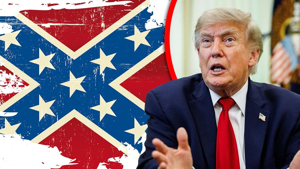 A Confederate flag was spotted inside a sponsored booth at Donald Trump's Great American State Fair. A Confederate flag was spotted inside a sponsored booth at Donald Trump's Great American State Fair.
