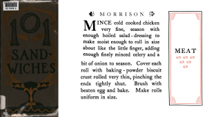 The original recipe for Chicken in a Biscuit along with the cover and contents page of One Hundred and One Sandwiches