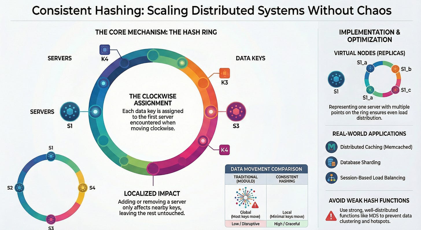 Consistent Hashing Explained (With a Practical Python Example and Images)