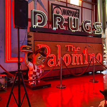 a host of signs from the Valley Relics Museum