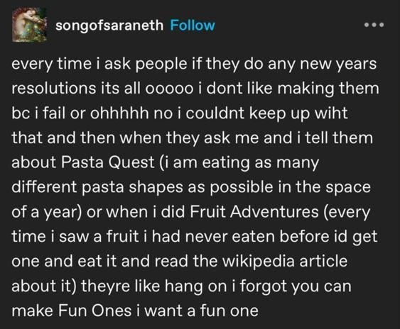 Pasta quest: fun new years resolutions make goals fun Pasta quest: fun new years resolutions make goals fun