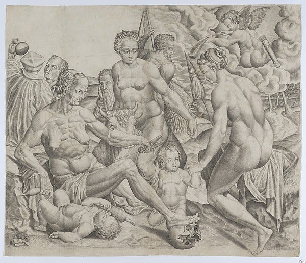 The Three Fates, an Italian engraving from 1530 to 1550