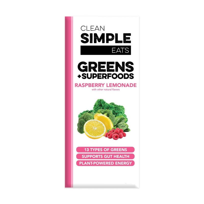 Clean Simple Eats Greens Powder Sticks - Raspberry Lemonade - 3.9oz/10ct, 1 of 9