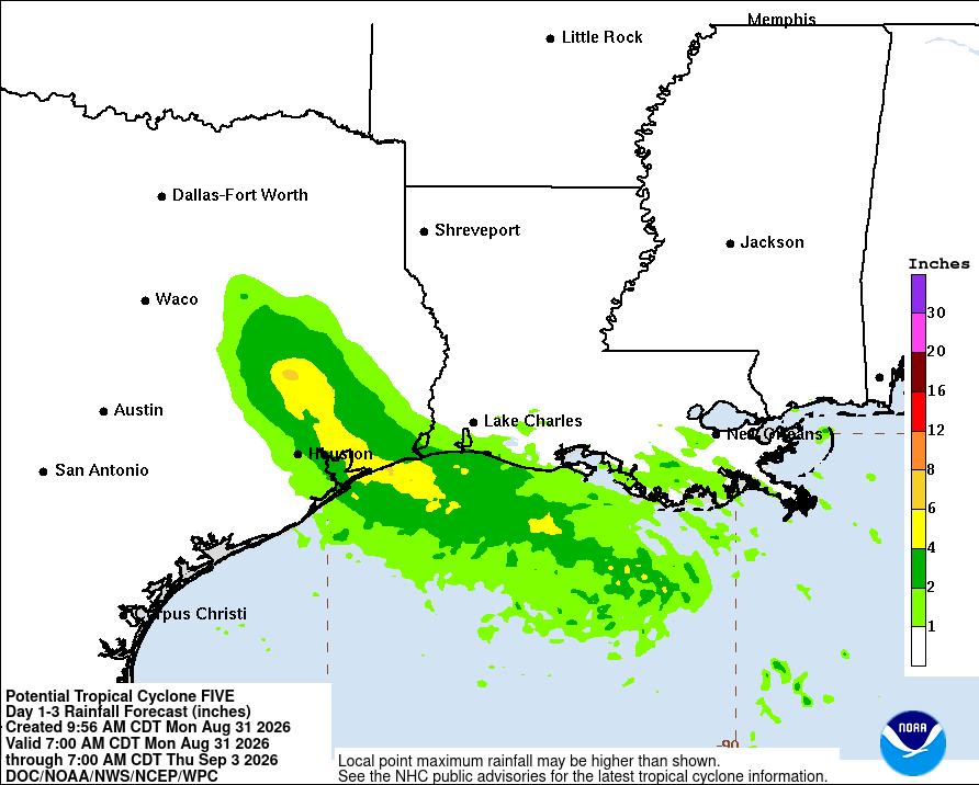 [Image of U.S. rainfall potential]