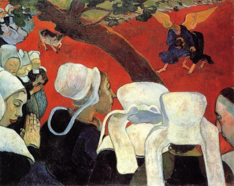 The Vision after the Sermon (Jacob wrestling with the Angel), 1888 - Paul Gauguin