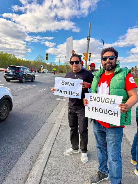 Sudbury and Nickel Belt PLA members leading a protest