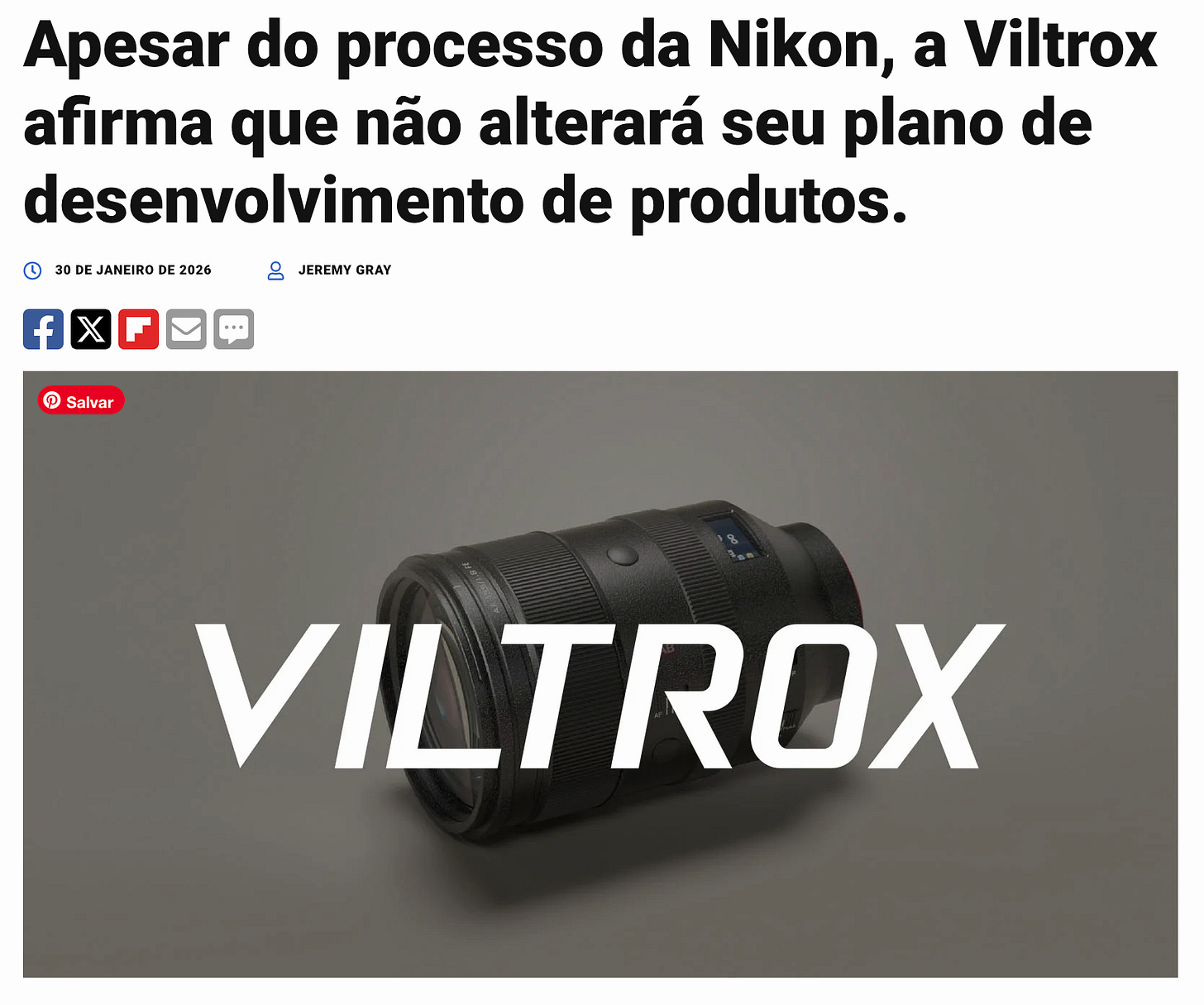 Viltrox comehta em nota que não abandionará roadmap de lançamentos de lentes
