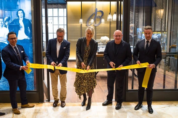 WoS CEO Brian Duffy, Breitling Retail Director Sophie Morice, and Commander Scott Kelly cutting the ribbon at the Esplanade Shops new Breitling Boutique in the Wynn. WoS CEO Brian Duffy, Breitling Retail Director Sophie Morice, and Commander Scott Kelly cutting the ribbon at the Esplanade Shops new Breitling Boutique in the Wynn.