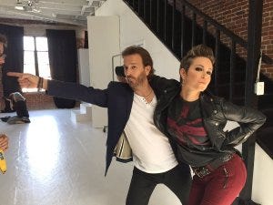 Richard and Kim Rhodes on the set of Kings of Con